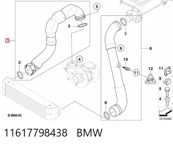 Шланг/патрубок интеркуллера 11617798438 BMW