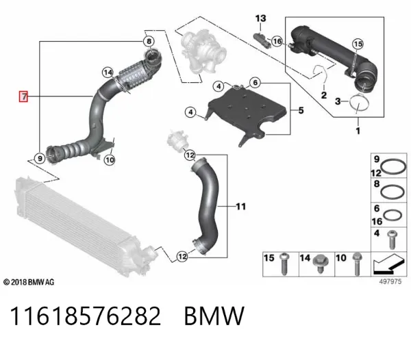 Шланг/патрубок интеркуллера 11618576282 BMW