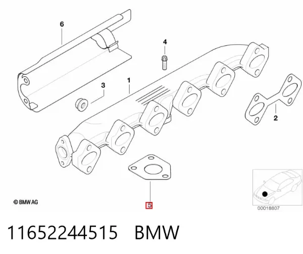 Прокладка турбіни вихлопних газів, впуск 11652244515 BMW