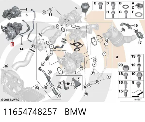 Прокладка турбіни, монтажний комплект 11654748257 BMW