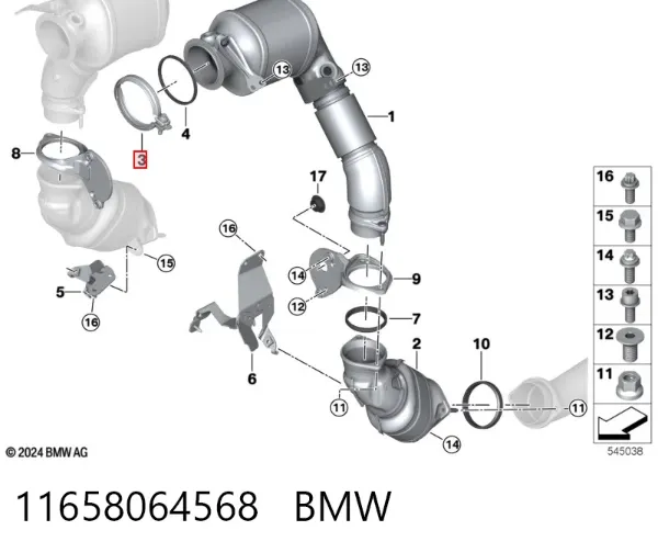 Зєднувальний хомут випускного колектора 11658064568 BMW