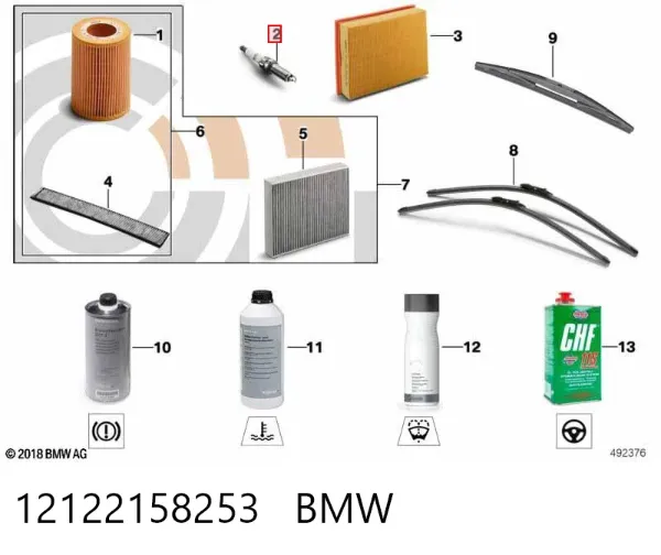 Свічки запалювання 12122158253 BMW