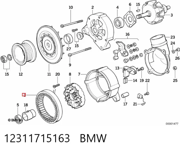 Обмотка генератора, статор 12311715163 BMW