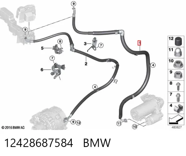 Кабель стартера 12428687584 BMW