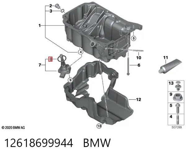 Ущільнююче кільце датчика рівня олії 12618699944 BMW