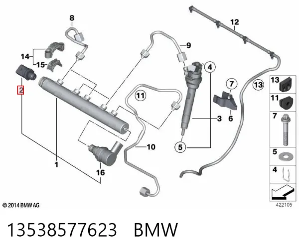 Датчик тиску палива 13538577623 BMW