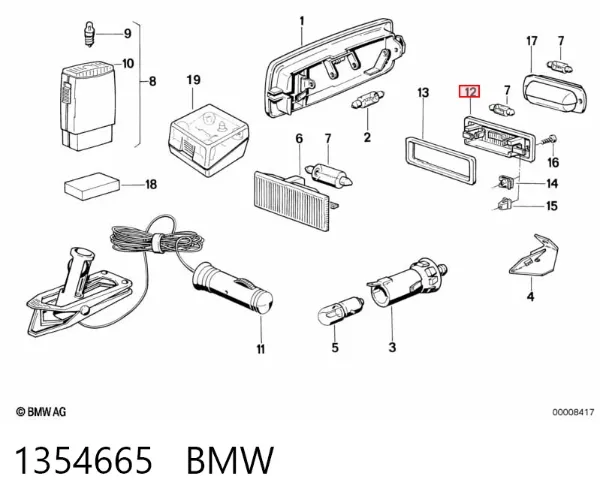 Ліхтар підсвічування заднього номерного знака 1354665 BMW