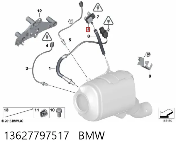 Датчик тиску вихлопних газів 13627797517 BMW