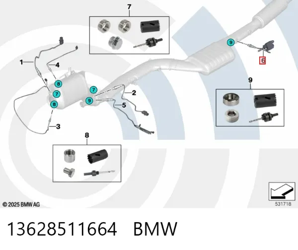 Датчик оксидів азоту NOX, задній 13628511664 BMW