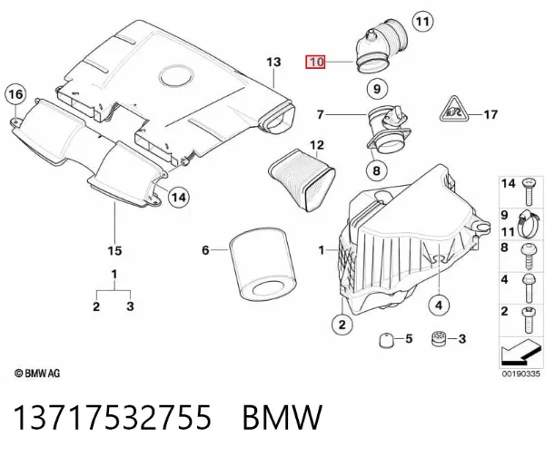 Патрубок витратоміра повітря BMW 3 E90