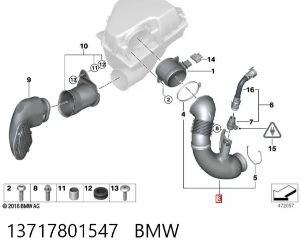 Патрубок витратоміра повітря 13717801547 BMW