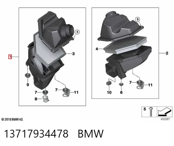 Корпус повітряного фільтра, правий 13717934478 BMW