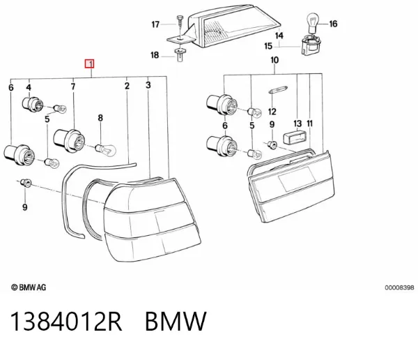 Ліхтар задній правий, зовнішній 1384012R BMW