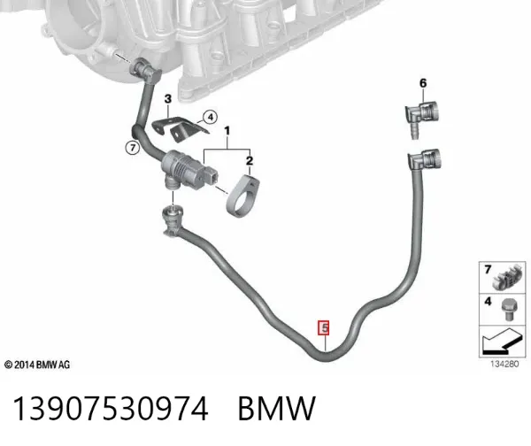 Трубка вентиляції паливного бака 13907530974 BMW