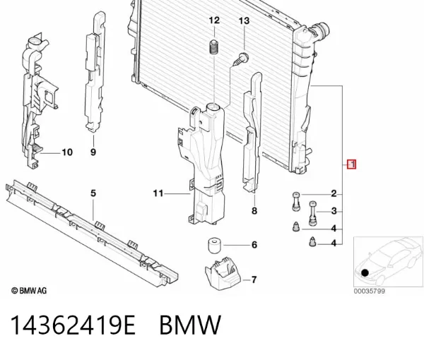 Радіатор 14362419E BMW