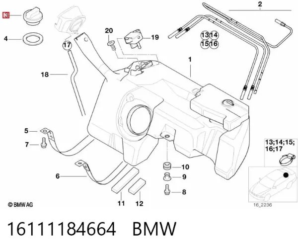 Пробка бензобаку 16111184664 BMW