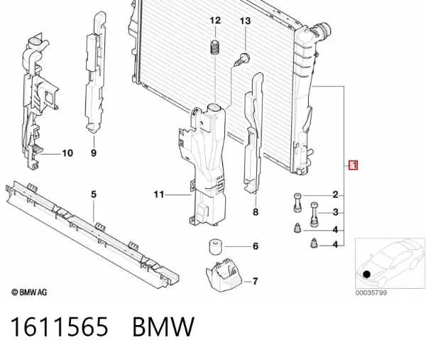 Радіатор 1611565 BMW