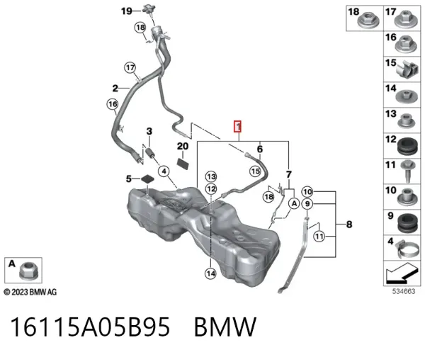 Паливний бак 16115A05B95 BMW