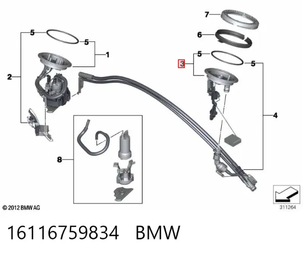 Датчик рівня палива в баку, лівий 16116759834 BMW