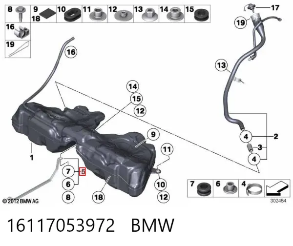 Кронштейн/хомут глушника, задній 16117053972 BMW