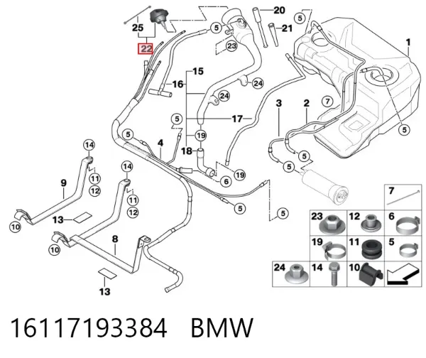 Пробка бензобаку 16117193384 BMW