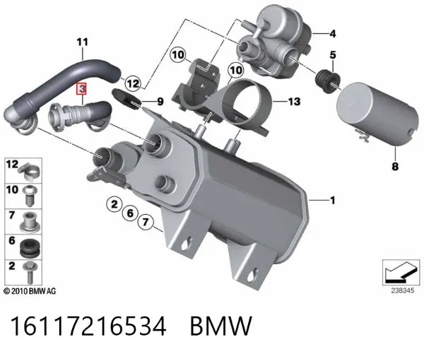 Шланг заливної горловини, паливного бака 16117216534 BMW