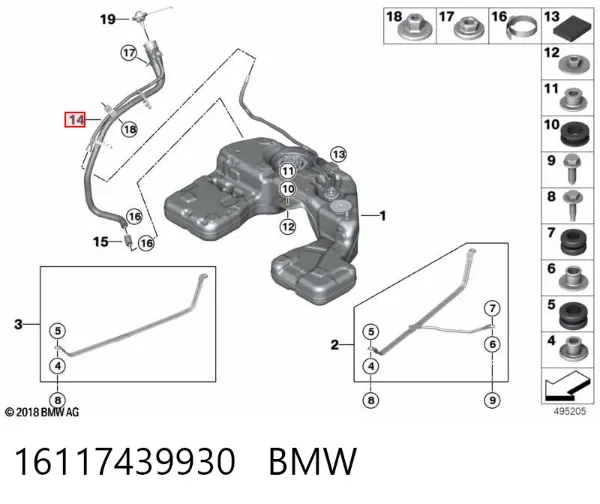 Шланг заливної горловини, паливного бака 16117439930 BMW