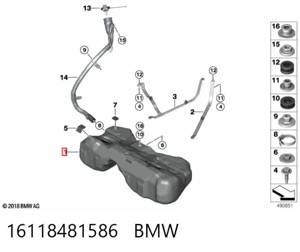 Паливний бак 16118481586 BMW
