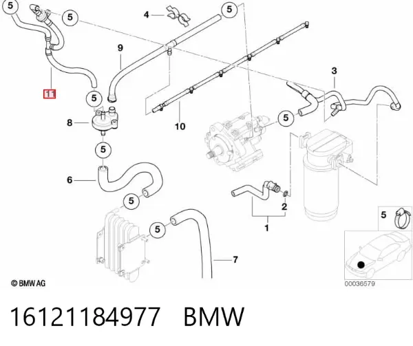 Зворотній клапан повернення палива 16121184977 BMW