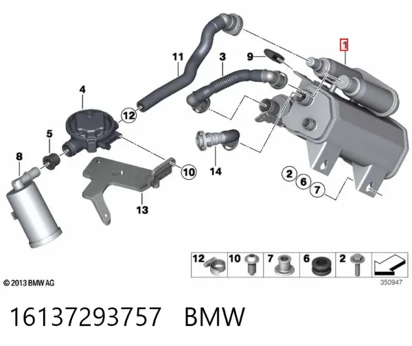 Фільтр бака паливних парів 16137293757 BMW