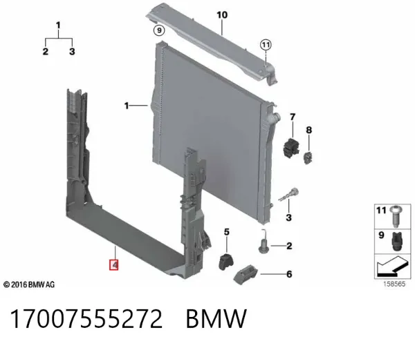 Рамка кріплення радіатора 17007555272 BMW