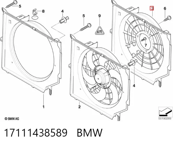 Дифузор (кожух) радіатора охолодження 17111438589 BMW