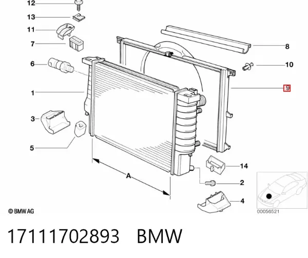 Дифузор (кожух) радіатора охолодження 17111702893 BMW