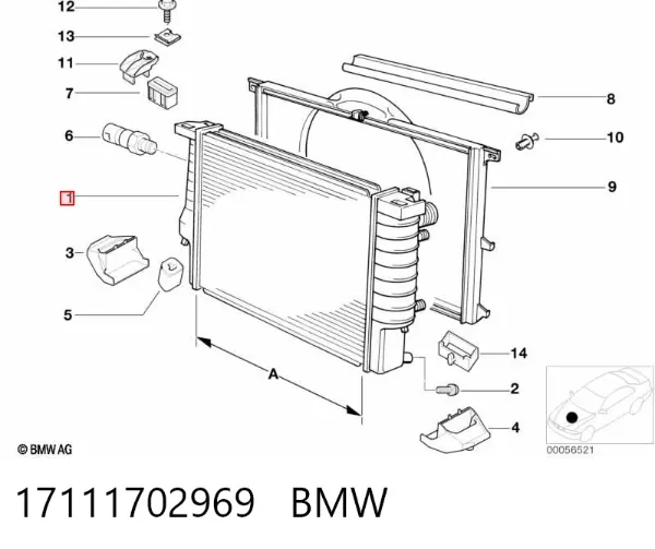 Радіатор 17111702969 BMW
