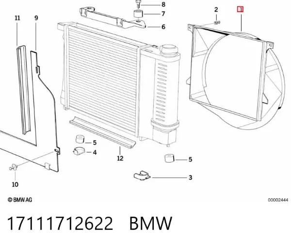 Дифузор (кожух) радіатора охолодження 17111712622 BMW