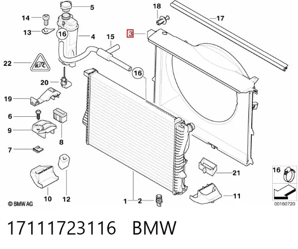 Дифузор (кожух) радіатора охолодження 17111723116 BMW