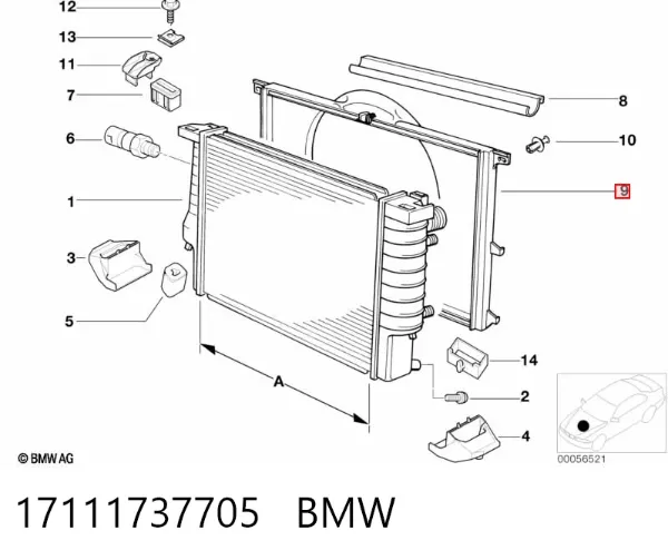 Дифузор (кожух) радіатора охолодження 17111737705 BMW