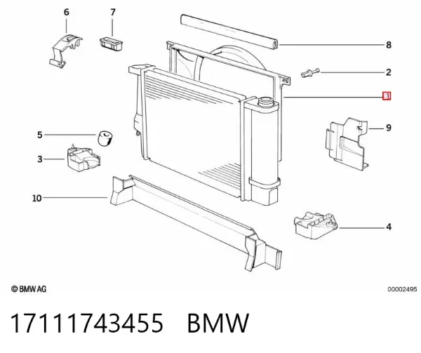 Дифузор (кожух) радіатора охолодження 17111743455 BMW