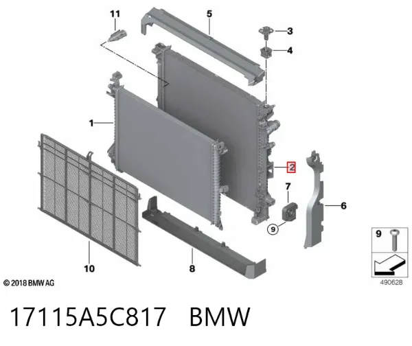 Радіатор 17115A5C817 BMW