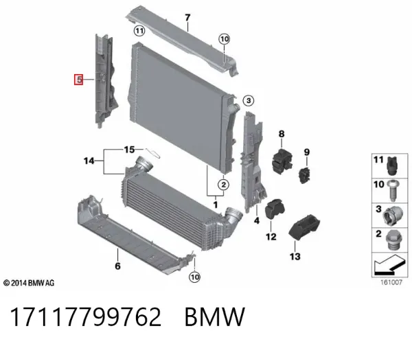 Кронштейн радіатора правий 17117799762 BMW