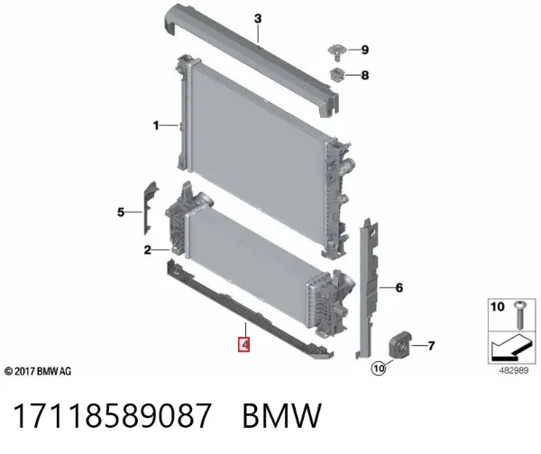Кронштейн радіатора нижній 17118589087 BMW