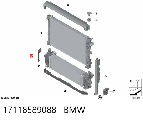 Повітропровід (дефлектор) радіатора, правий 17118589088 BMW