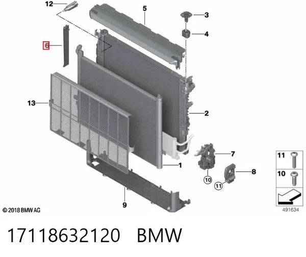 Повітропровід (дефлектор) радіатора, правий 17118632120 BMW