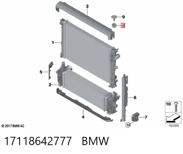 Подушка кріплення радіатора верхня 17118642777 BMW