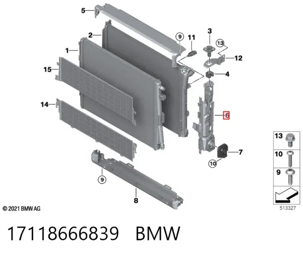 Кронштейн радіатора правий 17118666839 BMW