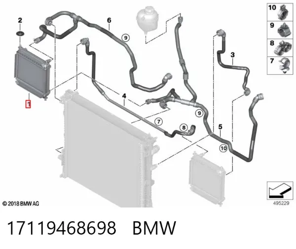 Радіатор охолодження, додатковий 17119468698 BMW