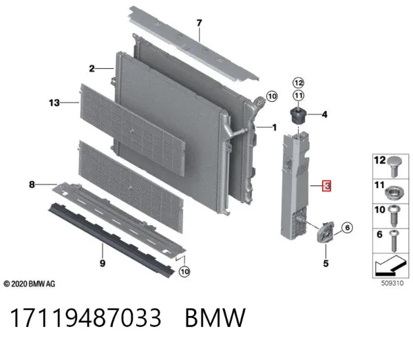 Кронштейн радіатора правий 17119487033 BMW