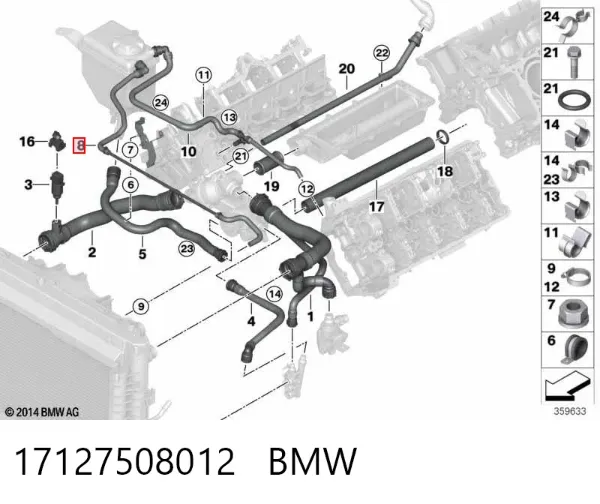 Шланг розширювального бачка, верхній 17127508012 BMW