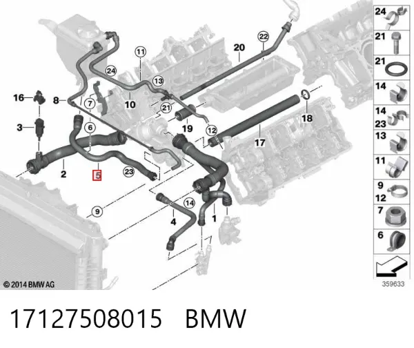 Шланг розширювального бачка, нижній 17127508015 BMW