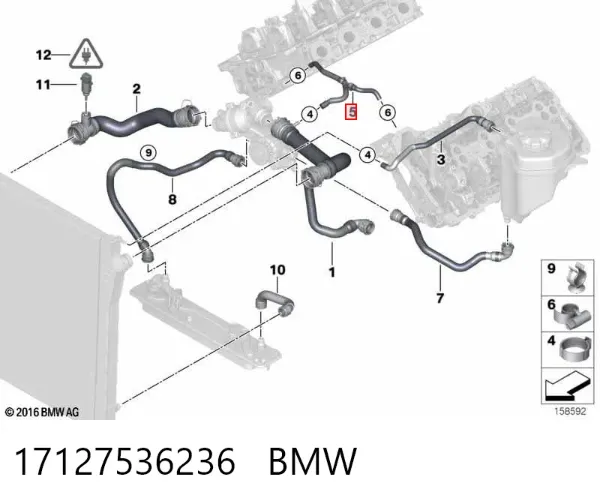 Патрубок термостата 17127536236 BMW